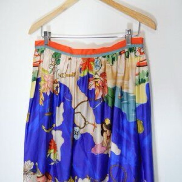 Antonio Melani NWT blue/yellow two-piece skirt set  "Callista" ocean print sz 4 - Picture 5 of 6